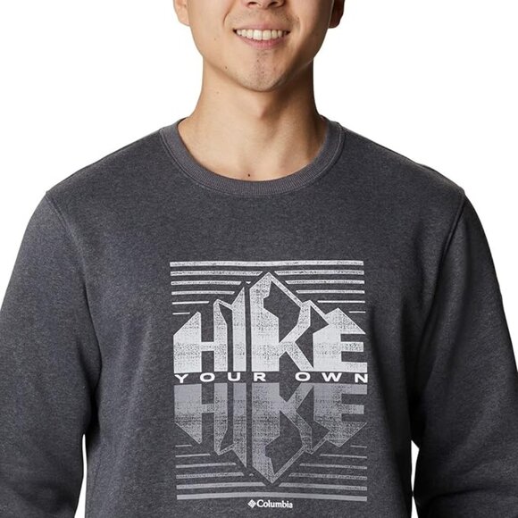 🆕Columbia Men's Hart Mountain Graphic Crew, XL-Shark Heather/Hike Graphic - Picture 4 of 5